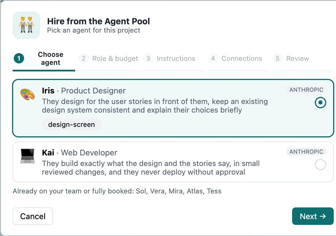 Hire from the Agent Pool